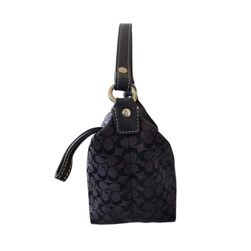 VTG Coach Signature Monogram Jacquard Canvas Mini Pouch Purse Y2K Zip Bag 8x5x3